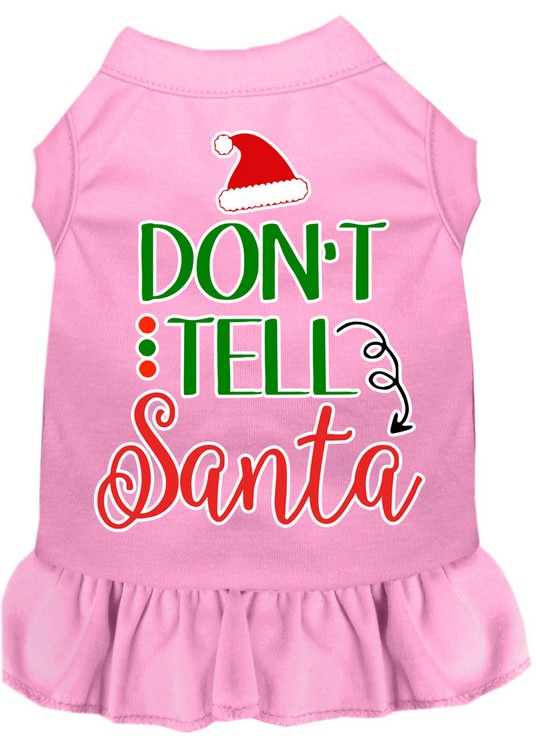 Don't Tell Santa Screen Print Dog Dress Light Pink XXL